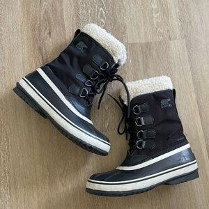 Waterproof Black Winter Sorel Boots with Fur Lining SZ 8 Women
